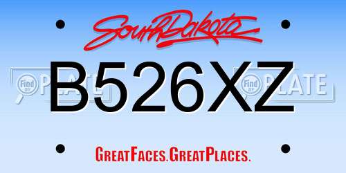 B526XZ South Dakota License Plate