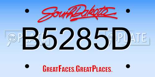 B5285D South Dakota License Plate