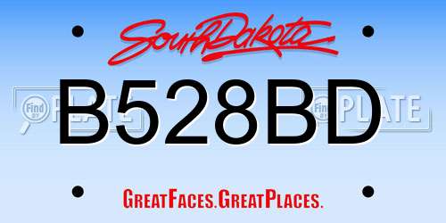 B528BD South Dakota License Plate