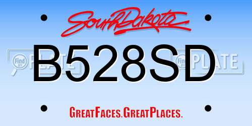 B528SD South Dakota License Plate