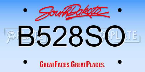 B528SO South Dakota License Plate