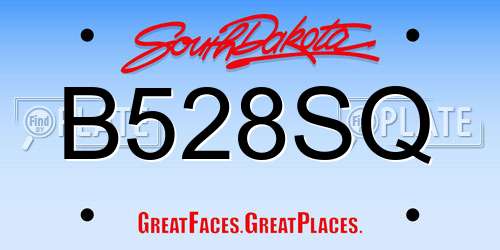 B528SQ South Dakota License Plate