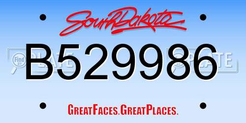 B529986 South Dakota License Plate