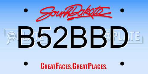 B52BBD South Dakota License Plate