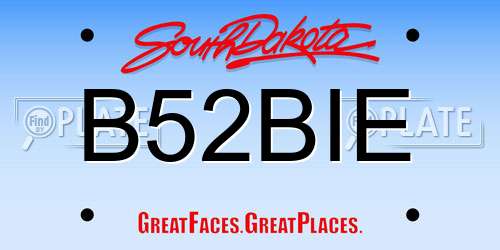 B52BIE South Dakota License Plate