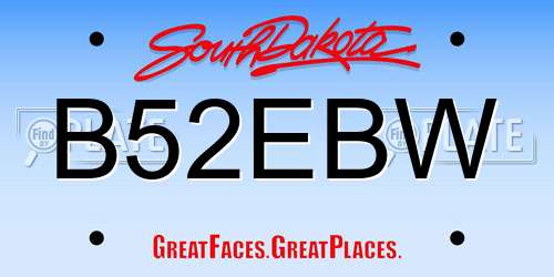 B52EBW South Dakota License Plate