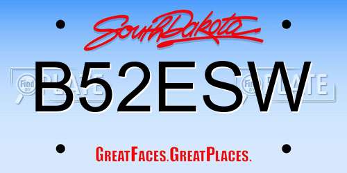 B52ESW South Dakota License Plate