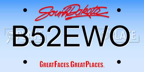 B52EWO South Dakota License Plate