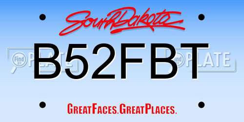 B52FBT South Dakota License Plate