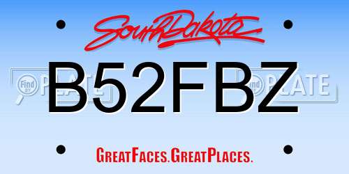 B52FBZ South Dakota License Plate