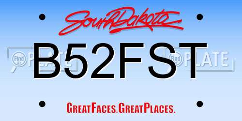 B52FST South Dakota License Plate