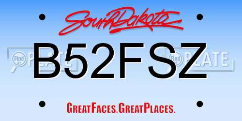 B52FSZ South Dakota License Plate