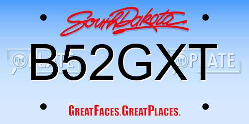 B52GXT South Dakota License Plate