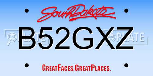 B52GXZ South Dakota License Plate