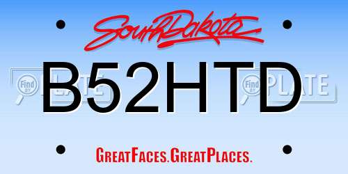B52HTD South Dakota License Plate