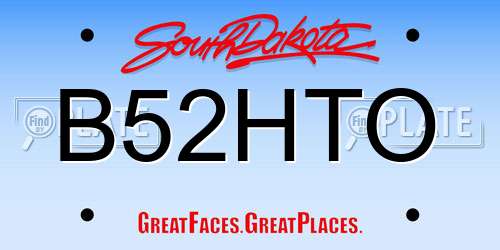 B52HTO South Dakota License Plate