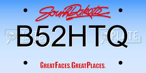 B52HTQ South Dakota License Plate