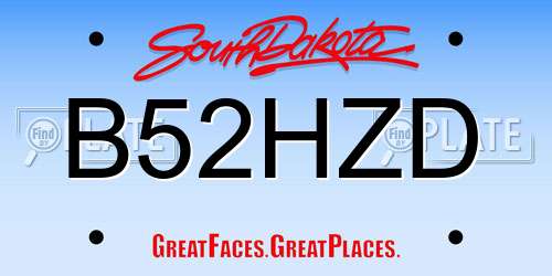 B52HZD South Dakota License Plate
