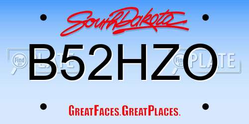 B52HZO South Dakota License Plate