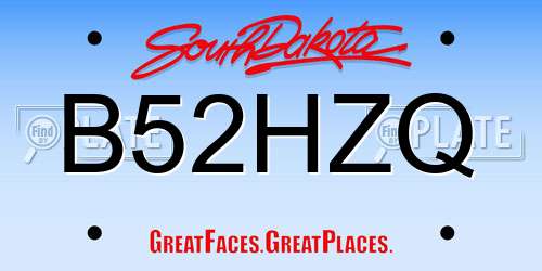B52HZQ South Dakota License Plate