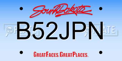 B52JPN South Dakota License Plate