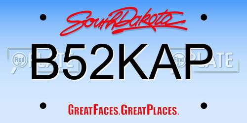 B52KAP South Dakota License Plate