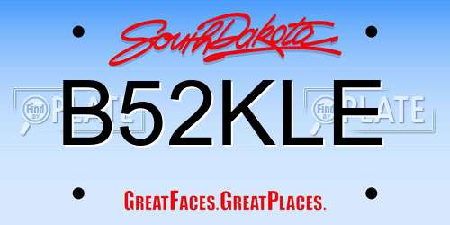 B52KLE South Dakota License Plate