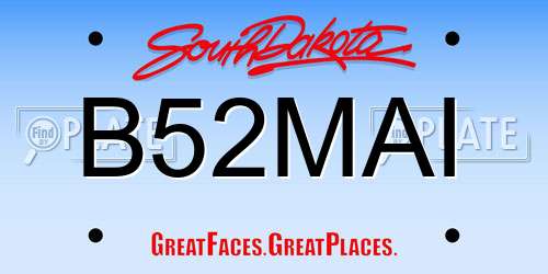 B52MAI South Dakota License Plate