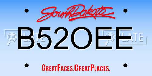 B52OEE South Dakota License Plate