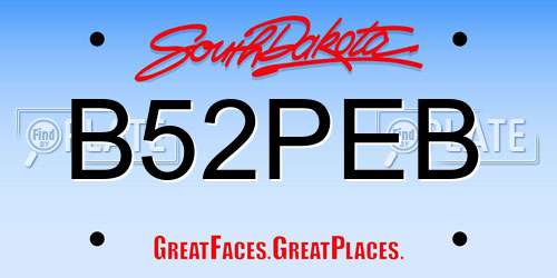 B52PEB South Dakota License Plate