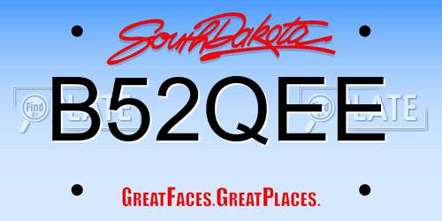 B52QEE South Dakota License Plate
