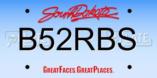 B52RBS South Dakota License Plate