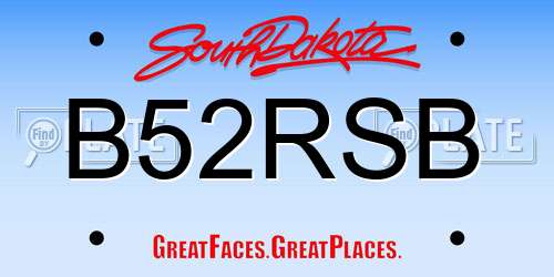 B52RSB South Dakota License Plate