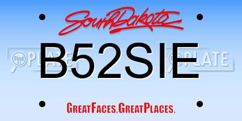 B52SIE South Dakota License Plate