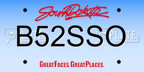 B52SSO South Dakota License Plate