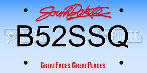 B52SSQ South Dakota License Plate