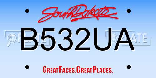 B532UA South Dakota License Plate