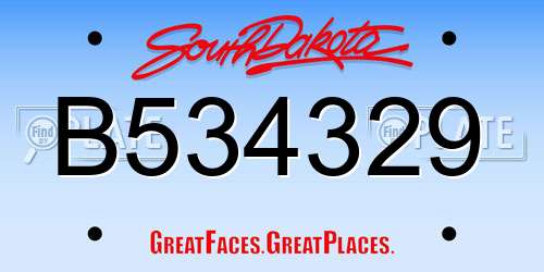 B534329 South Dakota License Plate