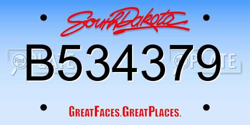 B534379 South Dakota License Plate
