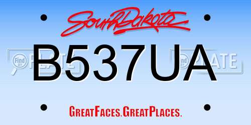 B537UA South Dakota License Plate