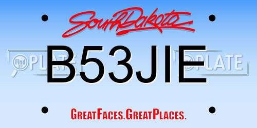 B53JIE South Dakota License Plate