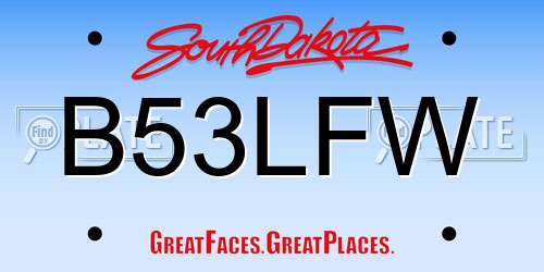 B53LFW South Dakota License Plate