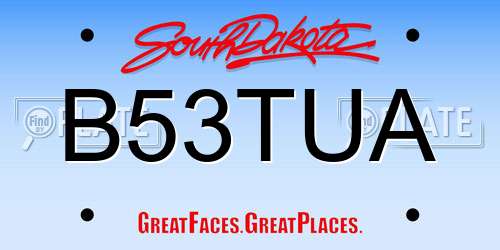 B53TUA South Dakota License Plate