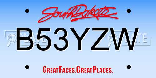 B53YZW South Dakota License Plate