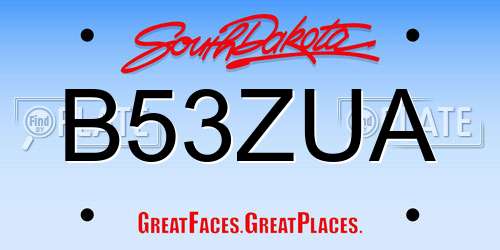 B53ZUA South Dakota License Plate