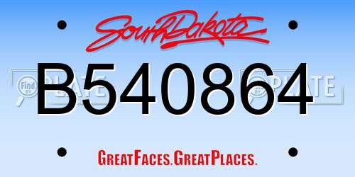 B540864 South Dakota License Plate