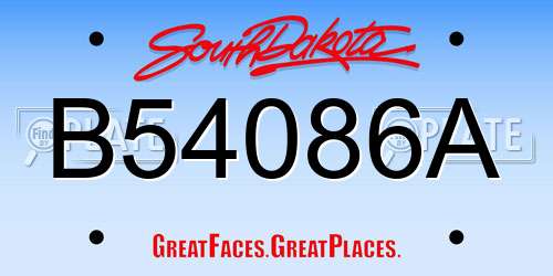 B54086A South Dakota License Plate