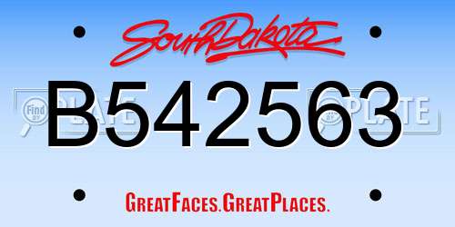 B542563 South Dakota License Plate