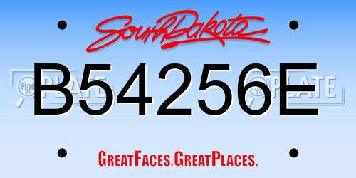 B54256E South Dakota License Plate
