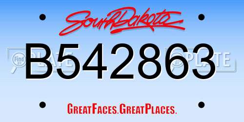 B542863 South Dakota License Plate
